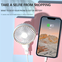 NEW USB charging foldable handheld small fan, can hang neck and desktop, can be handheld, detachable and clean, digital display, five speed adjustment, with power bank function, 4000mAh outdoor small fan - Buy online at  Vibe In Cart.