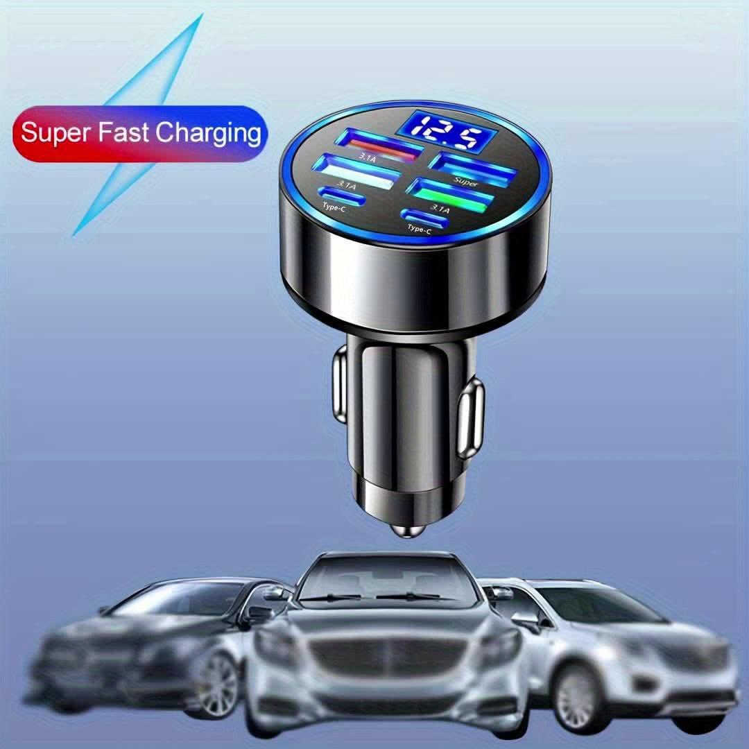 New Multi-Port Fast Charging Car Charger, Auto Charger, Quick Charge, 2PD with 4 USB Ports, Digital Display, Car Fast Charger, 6-in-1 Phone Charger Head, Car Phone Adapter Auto Accessory - Buy online at  Vibe In Cart.