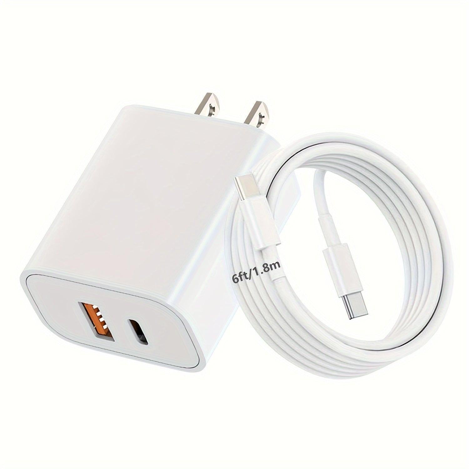 Dual Fast 20W USB C Fast Charger Block With Dual Port Power Adapter, Equipped With A 6-foot Cable C-type Fast Charging Kit, Suitable For IPhone 15 Series, For IPad, Samsung, Etc- Purple/Pink/Green/White - Buy online at  Vibe In Cart.