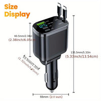 [150W 5-in-1 Car Charger] 5-in-1 150W M4 Foldable Car Charger | Dual Stretch Cable with LED Display, USB-C PD Fast Charging, Multi-Port USB Charging for Android Phones, Travel Adapter for Vehicles - Buy online at  Vibe In Cart.