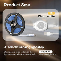 16.4 Feet LED Motion Sensor Light Strip - USB Powered, Self-Adhesive, Floating Bed Light Strip, Flexible White Light Suitable for Bed Edges, Mirrors, Cabinets, And Stairs. - Buy online at  Vibe In Cart.