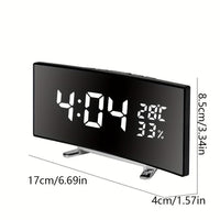 Creative LED Curved Screen Mirror Alarm Clock, Multifunctional Silent Smart Desktop Clock, Christmas Valentine's Day New Year Holiday Gift, 1 pc - Buy online at  Vibe In Cart.