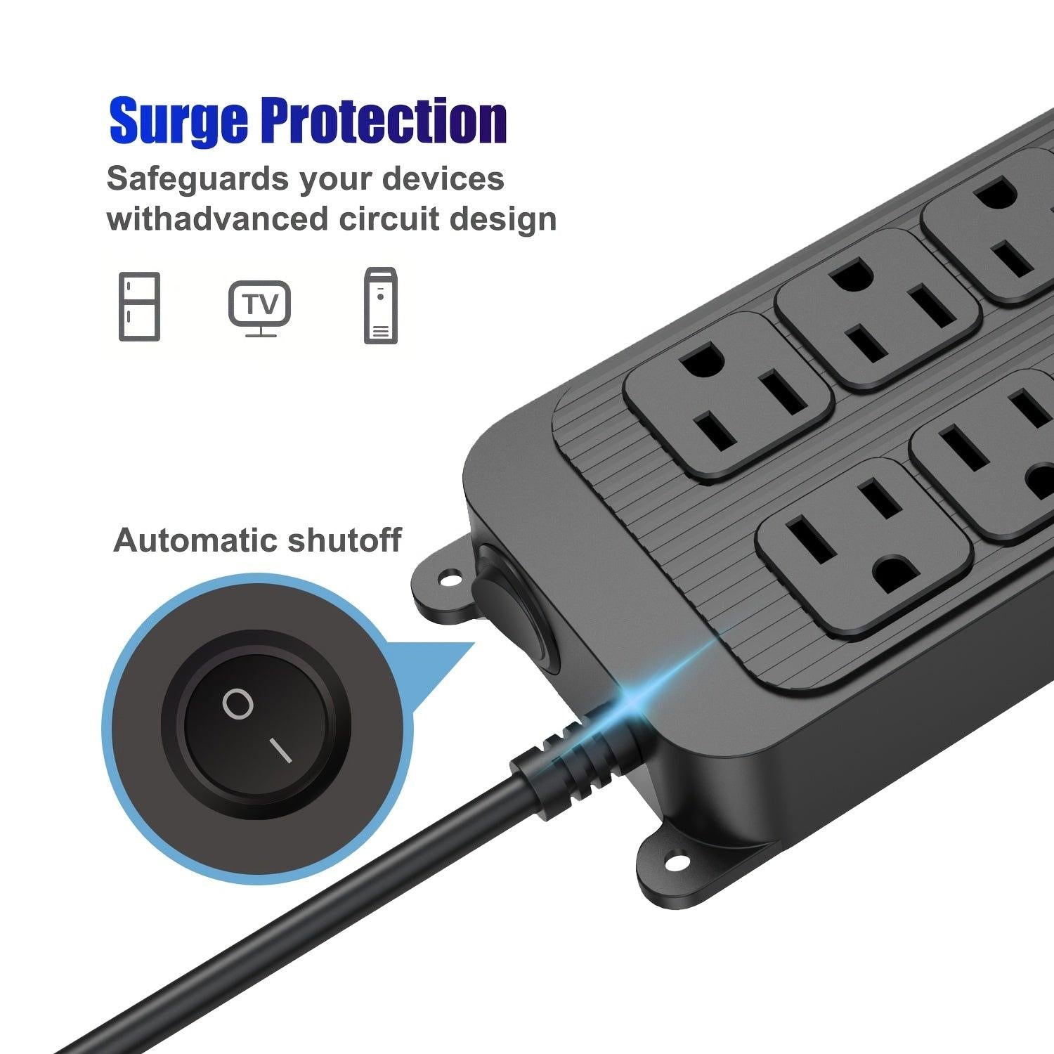 Power Strip Surge Protector - 10 Widely Spaced Outlets 6 USB Charging Ports, 4Ft Extension Cord, Flat Plug, Overload Surge Protection, Wall Mount For Home Office - Buy online at  Vibe In Cart.