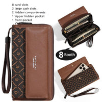 Classic PU Women'S Wallet, Long, Color-Block, Double-Layer Design, Zipper Closure, Zip Pocket, Photo Separation Layer, Nylon Lining, Continental Form Factor, with Positioning Printing for Women - Buy online at  Vibe In Cart.