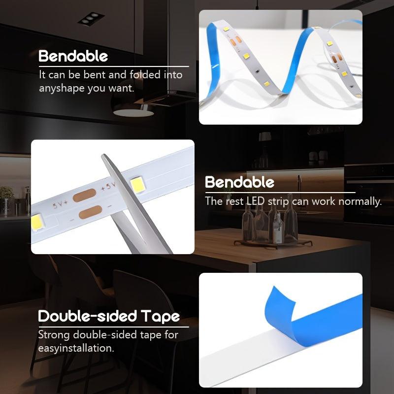 16.4 Feet LED Motion Sensor Light Strip - USB Powered, Self-Adhesive, Floating Bed Light Strip, Flexible White Light Suitable for Bed Edges, Mirrors, Cabinets, And Stairs. - Buy online at  Vibe In Cart.