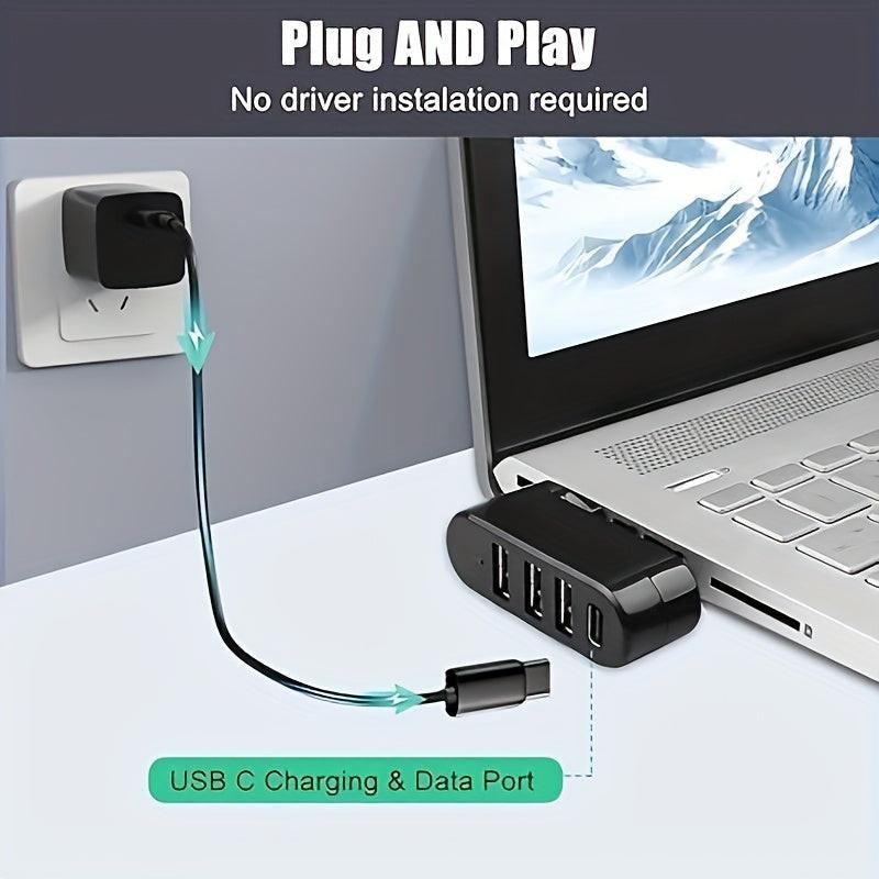 [USB 3.0 Hub] 4-Port USB 3.0 Hub [90°, 180° Rotatable], USB Splitter, 3 USB Ports and 1 USB C Power/Data Port, USB Extender for Laptops, Cars, iMacs, MacBook Air, MacBook Pro, etc - Buy online at  Vibe In Cart.
