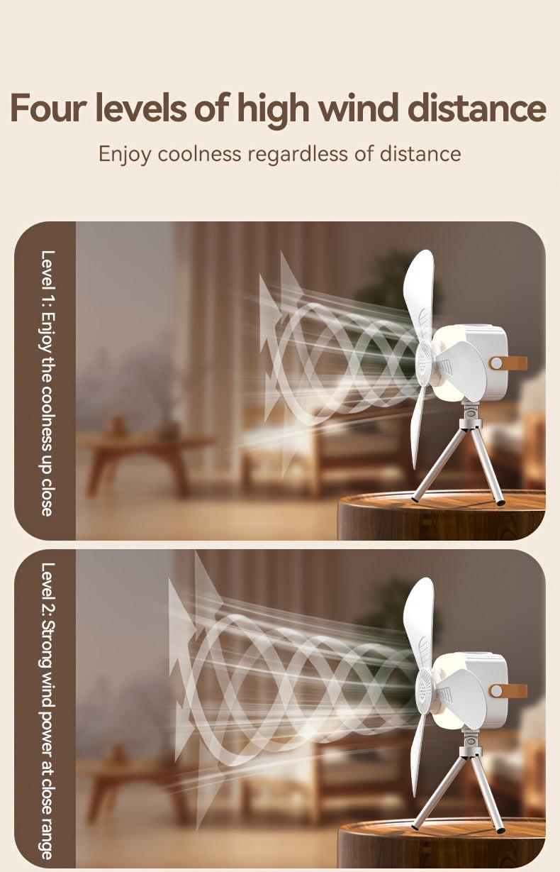 Portable Camping Fan with Light, Free Hook & Optional Tripod | Quiet USB Rechargeable Fan with Remote, Adjustable Speed & Brightness | Long Life, Outdoor Tent Fan for Bedroom, Dorm, Travel - Buy online at  Vibe In Cart.