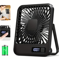 Portable USB Desktop Fan with Battery - Ultra-Quiet 5-Speed Adjustable & 180° Foldable Design, Digital Power Display, Polished Acrylic Finish, Compact for Home, Office, Travel, Air Conditioning, Portable Fan, Home Cooling, M - Buy online at  Vibe In Cart.