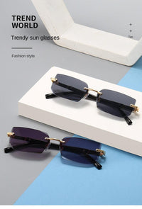 1pc Trendy Rimless Y2K Glasses for Women Men Punk Frameless Rectangle Glasses Retro Gradient Shades Driving Travel UV400 Eyewear The Perfect Gift - Buy online at  Vibe In Cart.