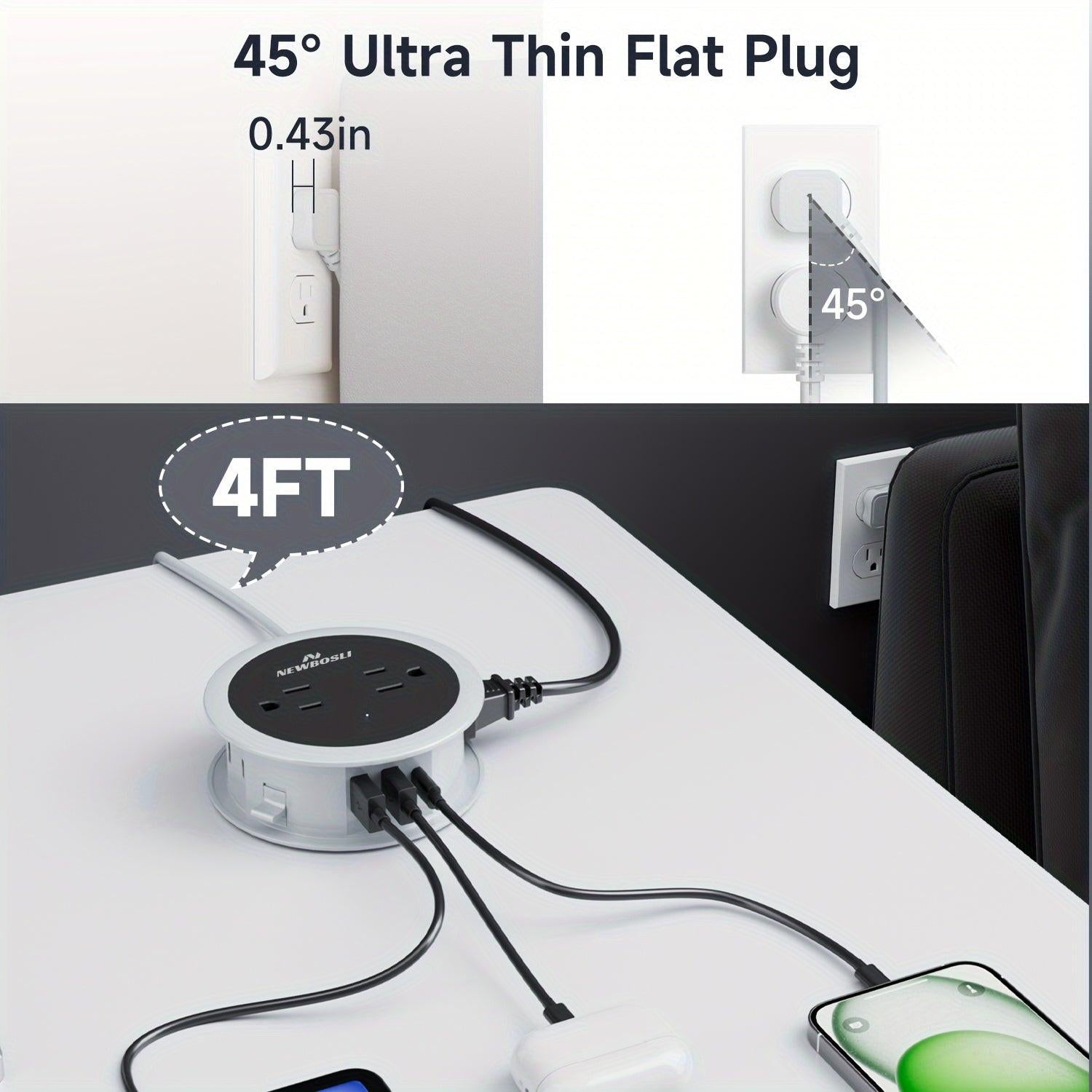 Travel Power Strip With USB Ports, Cruise Approved Power Strip, 3 AC Outlets And 3 USB (1 USB-C), 4ft Extension Cord 45° Flat Plug Power Strip, Non Surge Protector For Travel, Cruise Ship, ETL Listed - Buy online at  Vibe In Cart.