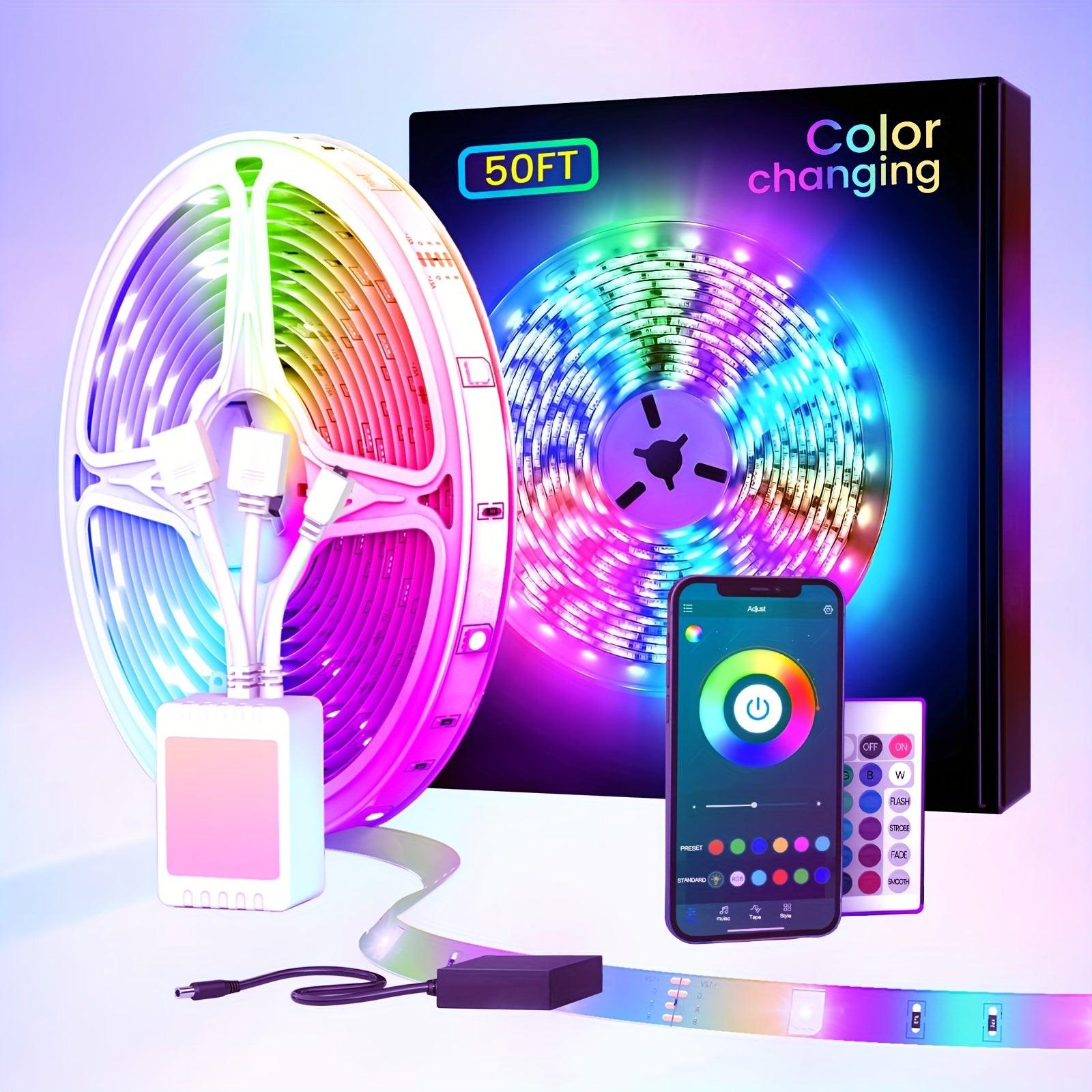 130/25/50/100ft 40/7.5/15/30m LED Strip Lights with App Control Remote, RGB LED 24V Dimmable Sync Color Changing Lights for Bedroom, Home Decor, Music Sync - Buy online at  Vibe In Cart.