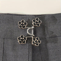 A Pair of Women'S White Floral Metal Fashion Decorative Waist Buttons, Adjustable And Removable, Perfect for Summer to Prevent Wardrobe Malfunctions, Suitable for Casual Wear And Gift Giving. - Buy online at  Vibe In Cart.