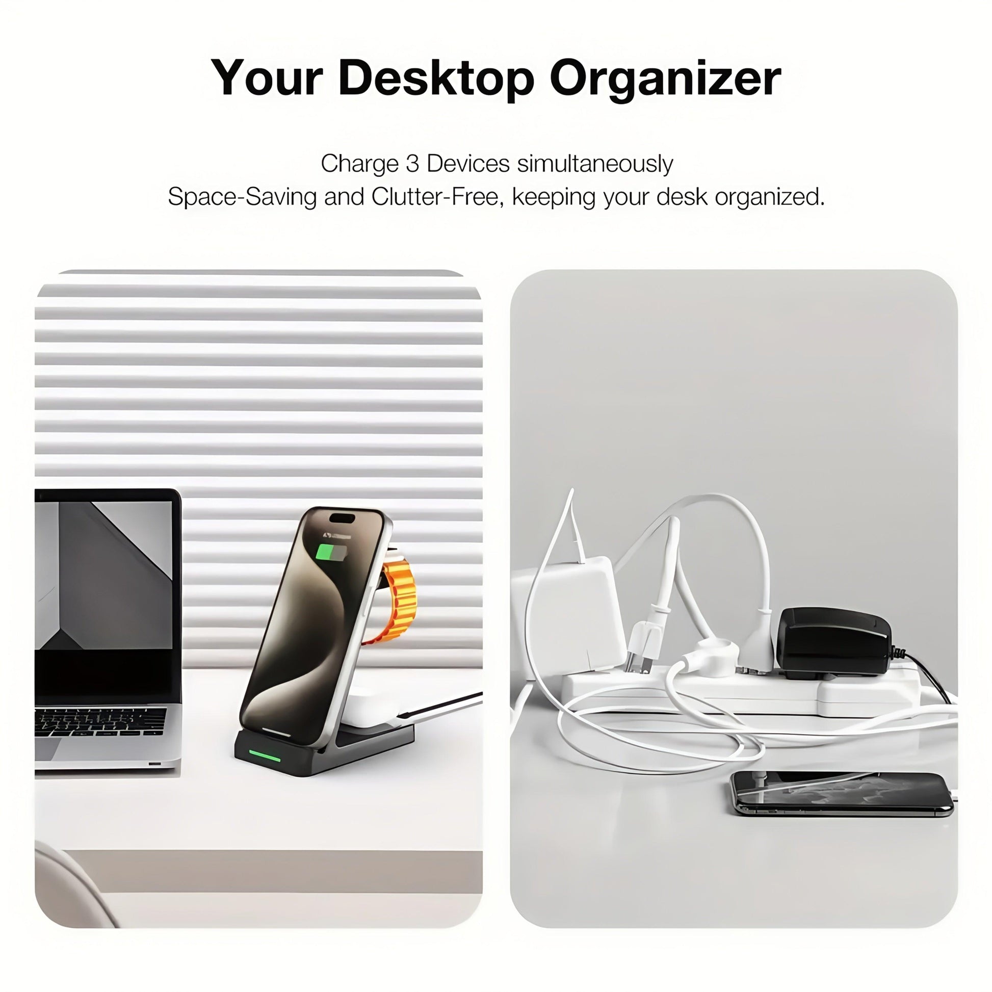 This Is a 3-In-1 Wireless Charging Station That Offers a 15W Fast Charging Capability. It Is Compatible with Iphone Models 16, 15, 14, 13, 12, 11, X, 8 Pro Max/Pro/Mini/Plus, As Well As The Iwatch Ultra 10/9/8, 7/6/5/4/3/2 SE - Buy online at  Vibe In Cart.