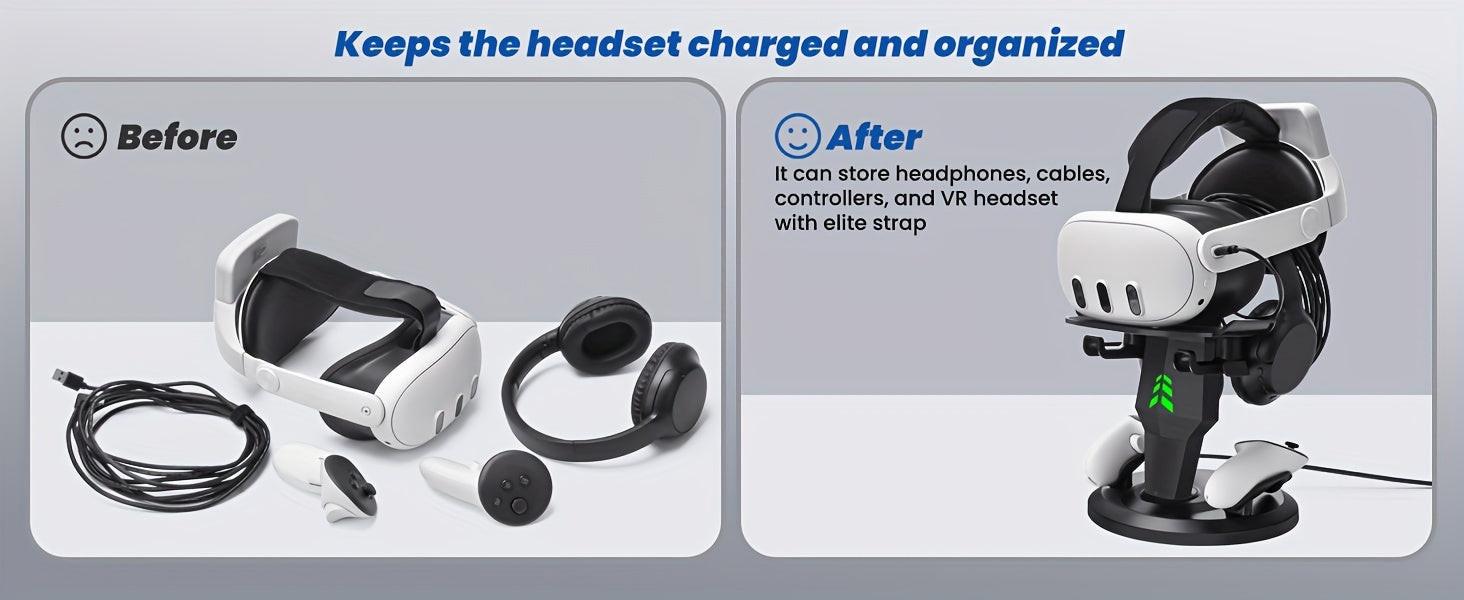 Meta Quest 3s/Meta Quest3/Meta Quest 2/Rift/Pico Charging + Display Stand, Meta Quest 3 Controller Storage Stand + Meta Quest 2 Controller Hanging Rack, New VR Storage Stand in 2024, Type C Charging + RGB Charging Indication - Buy online at  Vibe In Cart.