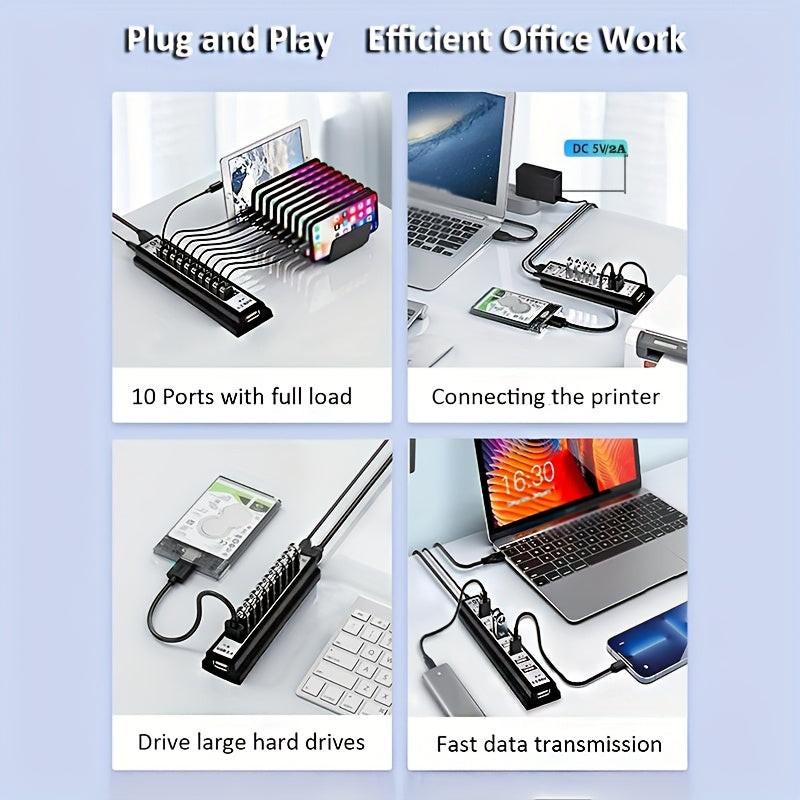 10-Port USB Hub Compatible for PS5/PS4/Xbox/PC/Mac - USB- External USB Adapter with 10 Individual Ports, USB- (No External Power Required), Fast Charging & Data Transfer, Compatible with USB Devices (Laptops, Keyboards, Mice) - Buy online at  Vibe In Cart.