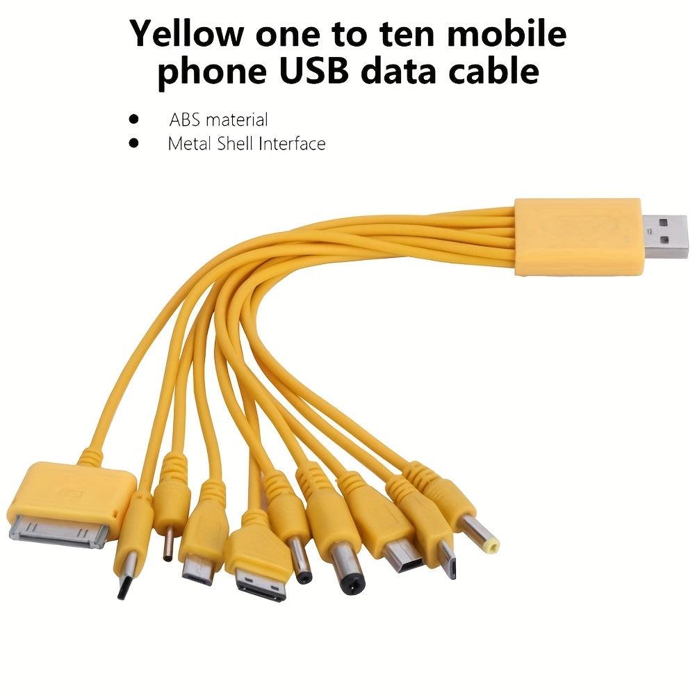 10-in-1 Multi-functional USB Charging Cable, PVC Material, Suitable for Various Devices Including Phones, Battery-Free, USB Powered, Compact Design, Portable Charger | Multifunctional Charging - Buy online at  Vibe In Cart.