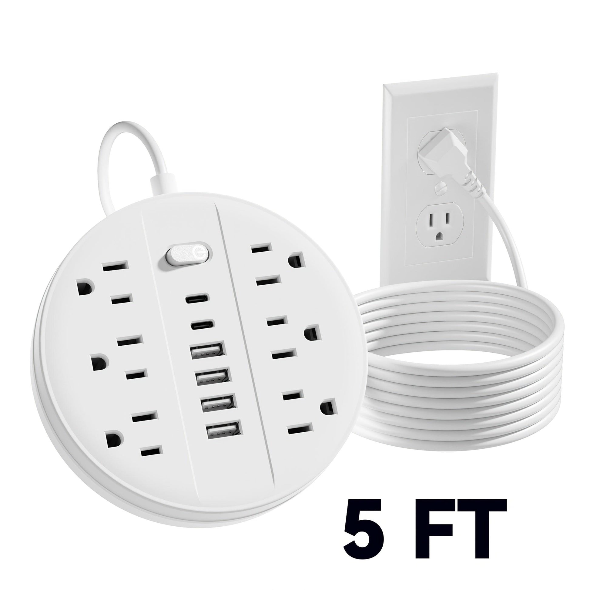 1pc 12-in-1 Multi-functional Power Socket With Surge Protector, 6 AC Outlets, 4 USB Outlets And 2 Type-c Ports. Wall-mountable Power Extension. Portable And Compact Design. Suitable For Home, Office And School. In White And B - Buy online at  Vibe In Cart.