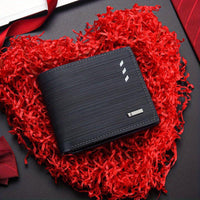 Men's Casual Black PU Leather Wallet with Card Slots, Zipper Coin Purse and Money Clip