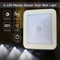 Smart Motion Sensor 6-LED Floor/Ceiling/Wall Light - Wireless, Auto On/Off, Energy Saving, Plug and Play Installation, Modern Square Design for Hallway, Stairs, Living Room, Bedroom (Batteries Not Included) - Ideal for Home, - Buy online at  Vibe In Cart.