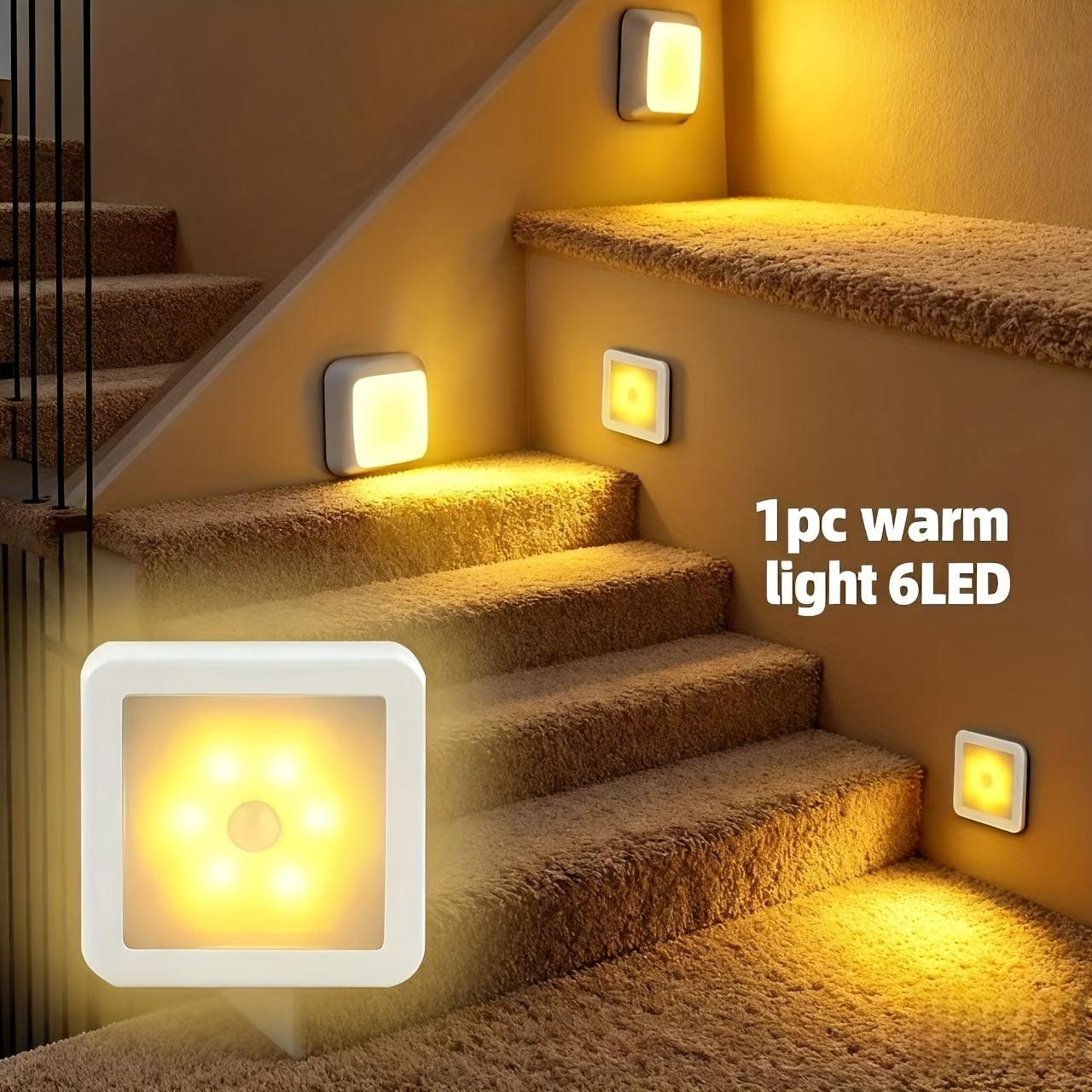 Smart Motion Sensor 6-LED Floor/Ceiling/Wall Light - Wireless, Auto On/Off, Energy Saving, Plug and Play Installation, Modern Square Design for Hallway, Stairs, Living Room, Bedroom (Batteries Not Included) - Ideal for Home, - Buy online at  Vibe In Cart.