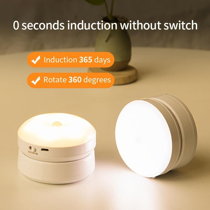 1pc Motion Sensor Night Light, 360° Rotating LED Night Light Cabinet Light Portable Rechargeable Night Lamp Indoor Use in Bedroom Hallway Kitchen Closet Wardrobe Cupboard - Buy online at  Vibe In Cart.