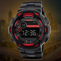 [HONORX Digital Sports Watch] HONORX Digital Sports Watch | Sleek Black with Rose Golden Accents, Silicone Band, Battery-Powered, Non-Waterproof, Casual Style with Easy-to-Read Display - Buy online at  Vibe In Cart.