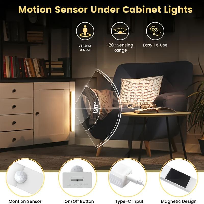 6 Motion Sensor Lights, Size 3.94 Inches/7.87 Inches/11.81 Inches, Intelligent Motion Sensor Cabinet Lights, LED Indoor Lighting with USB Rechargeable Magnetic Night Lights, Detachable Cabinet Lights, Suitable for Offices, Be - Buy online at  Vibe In Cart.