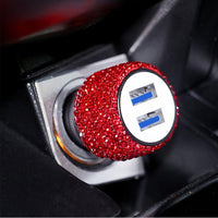 [Shiny Diamond Car Charger] Shiny Artificial Diamond Car Charger | Dual USB Ports, Lightweight Aluminum Alloy, Male to Male Connector, 12-24V Power Adapter, Car Interior Decor & Safety Hammer, Without Battery, Vehicle Accesso - Buy online at  Vibe In Cart.
