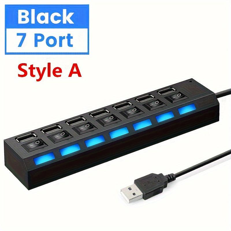 [Usb Adapter Hub] 1pc 7 Ports/ 4 Ports LED USB Adapter Hub Power On/ Off Switch For PC Laptop Computer - Buy online at  Vibe In Cart.