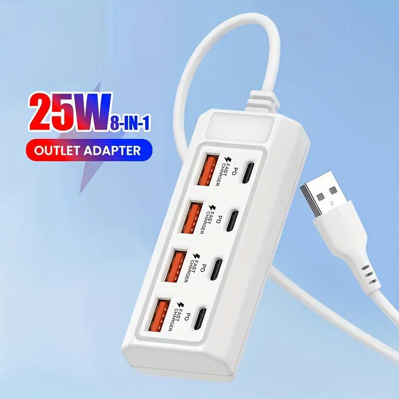 8-Port USB Hub 25W Fast Charging Multi-Interface, 4 USB+4PD Ports, Wide Compatibility for 5V USB Devices, Suitable for Computers, Laptops, Tablets, etc., USB Charging Hub, Laptop Charging Accessory, Compact Charging Station, - Buy online at  Vibe In Cart.