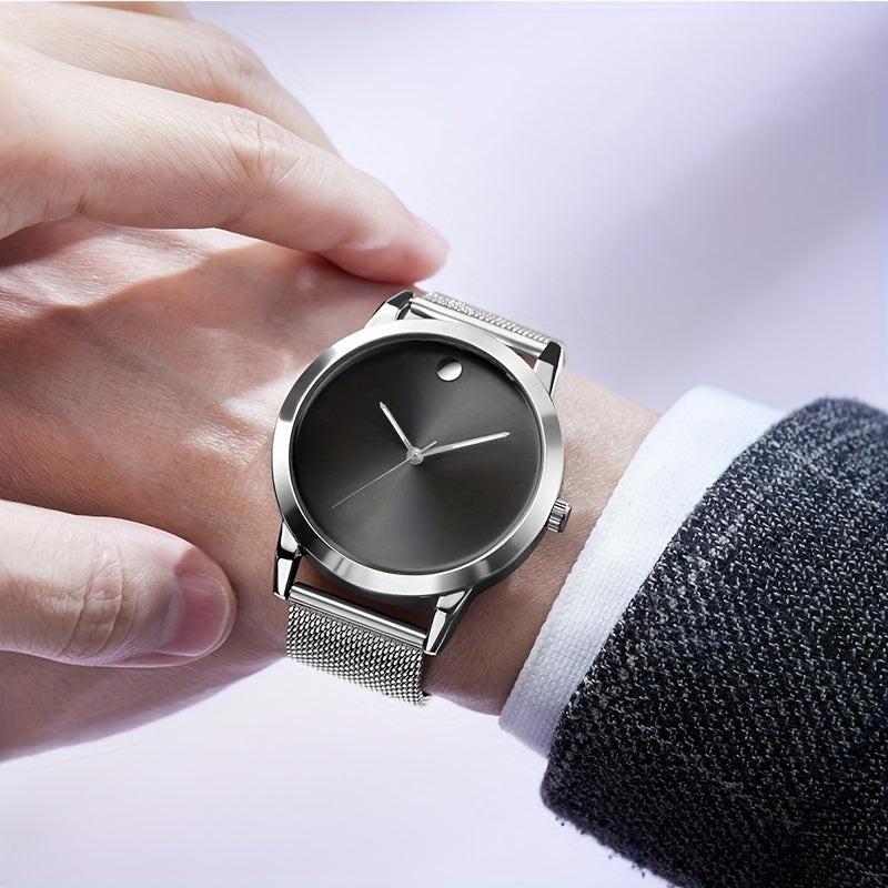 Men' Minimalist Stainless Steel with Analog - Quartz Movement Round Wristwatch Suitable for Casual Attire, Casual & Professional, & Low-Maintenance, Ideal Gift for Men - Buy online at  Vibe In Cart.