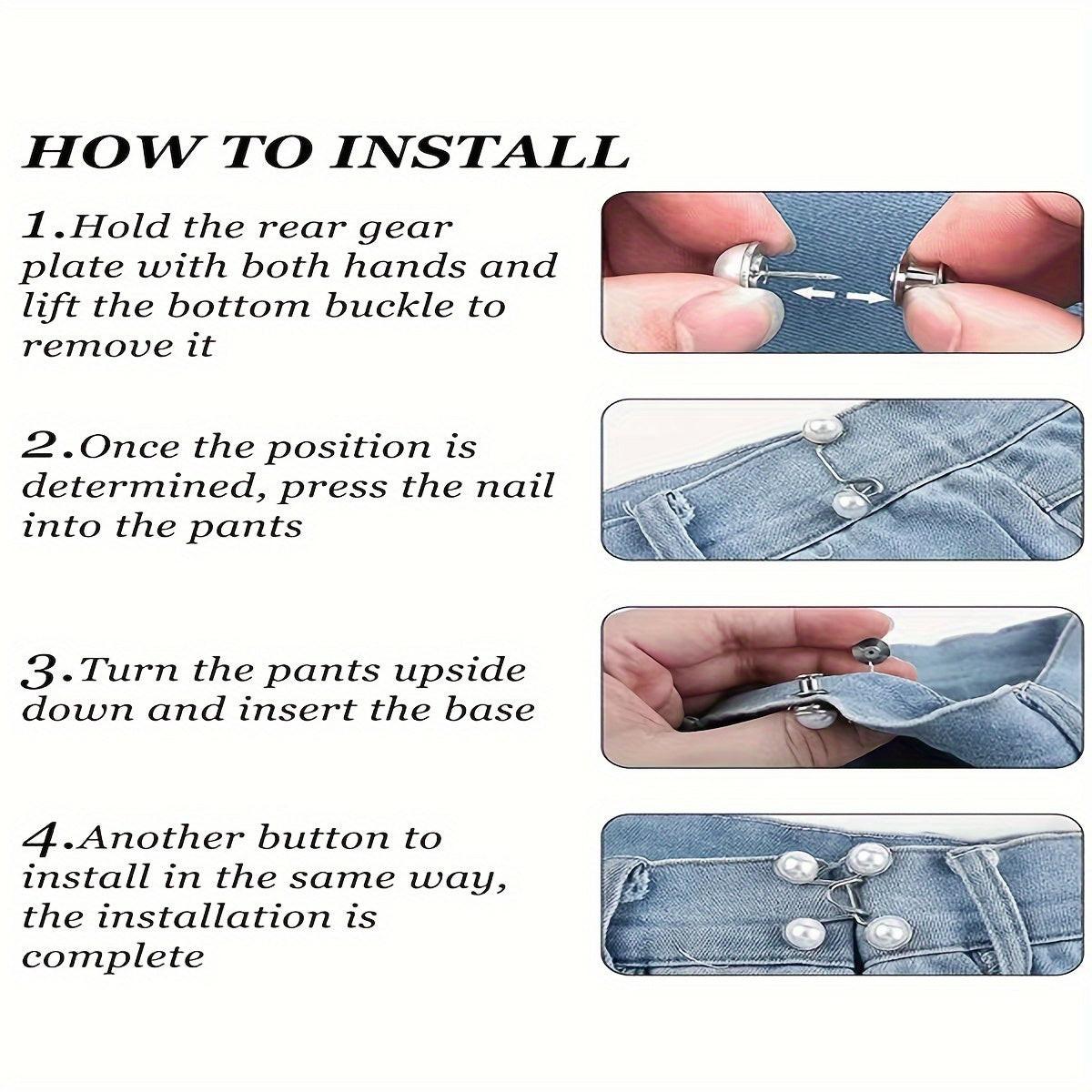 A Pair of Women'S White Floral Metal Fashion Decorative Waist Buttons, Adjustable And Removable, Perfect for Summer to Prevent Wardrobe Malfunctions, Suitable for Casual Wear And Gift Giving. - Buy online at  Vibe In Cart.