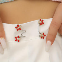 A Pair of Women'S White Floral Metal Fashion Decorative Waist Buttons, Adjustable And Removable, Perfect for Summer to Prevent Wardrobe Malfunctions, Suitable for Casual Wear And Gift Giving. - Buy online at  Vibe In Cart.