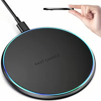 Round Wireless Charger Stand, 15W Fast Charging Dock Phone Charger, Adaptive LED Wireless Charging Station for iPhone17 16 15 14 13 12 11 9 8 XR, Samsung S25 S23 S22 S21 S10 S9, for Airpods 3/2/Pro - Buy online at  Vibe In Cart.