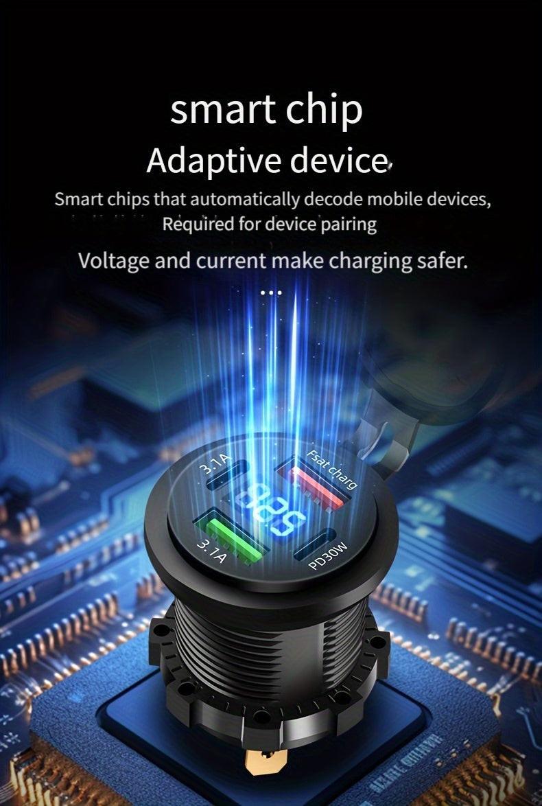 120W Super Fast Charging Charger Power Socket 4-in-1 Port Charger Socket 12V-24V-40V Car Power Socket PD30W with Digital Display Voltage Charger Suitable for Installation in Cars/Motorcycles/Trucks/RVs/Ships, Compatible with - Buy online at  Vibe In Cart.