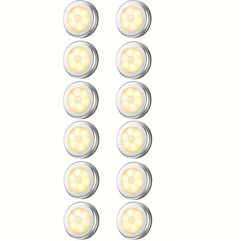 Motion Sensor Puck Lights Available in Sets of 3, 6, 9, Or 12, These Battery-Operated LED Night Lights Are Perfect for Illuminating Stairs, Closets, And Under Cabinets. They Can Be Easily Stuck Anywhere in Your Home, Kitchen, - Buy online at  Vibe In Cart.