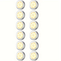 Motion Sensor Puck Lights Available in Sets of 3, 6, 9, Or 12, These Battery-Operated LED Night Lights Are Perfect for Illuminating Stairs, Closets, And Under Cabinets. They Can Be Easily Stuck Anywhere in Your Home, Kitchen, - Buy online at  Vibe In Cart.