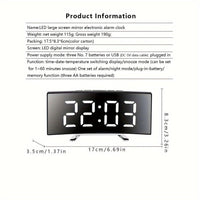 Creative LED Curved Screen Mirror Alarm Clock, Multifunctional Silent Smart Desktop Clock, Christmas Valentine's Day New Year Holiday Gift, 1 pc - Buy online at  Vibe In Cart.