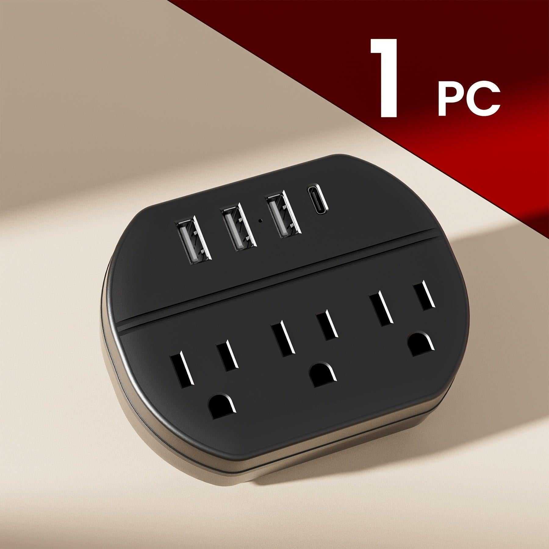 7-in-1 Power Strip with USB Port | 3 USB-A Ports, 1 USB-C Port, 3 AC Sockets, Easy to Carry, Suitable for Home, Office, Travel | White and Black - Buy online at  Vibe In Cart.