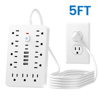 1pc Multi-Functional Surge Protection Power Strip With USB Port - 11 AC Outlets With 4 USB-A Ports And 2 Type-C Ports And Short Cord/5 FT/10 FT Extension Cord - For Office, Study, Home, And School Use - Power Socket With Over - Buy online at  Vibe In Cart.
