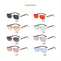 1pc Trendy Rimless Y2K Glasses for Women Men Punk Frameless Rectangle Glasses Retro Gradient Shades Driving Travel UV400 Eyewear The Perfect Gift - Buy online at  Vibe In Cart.