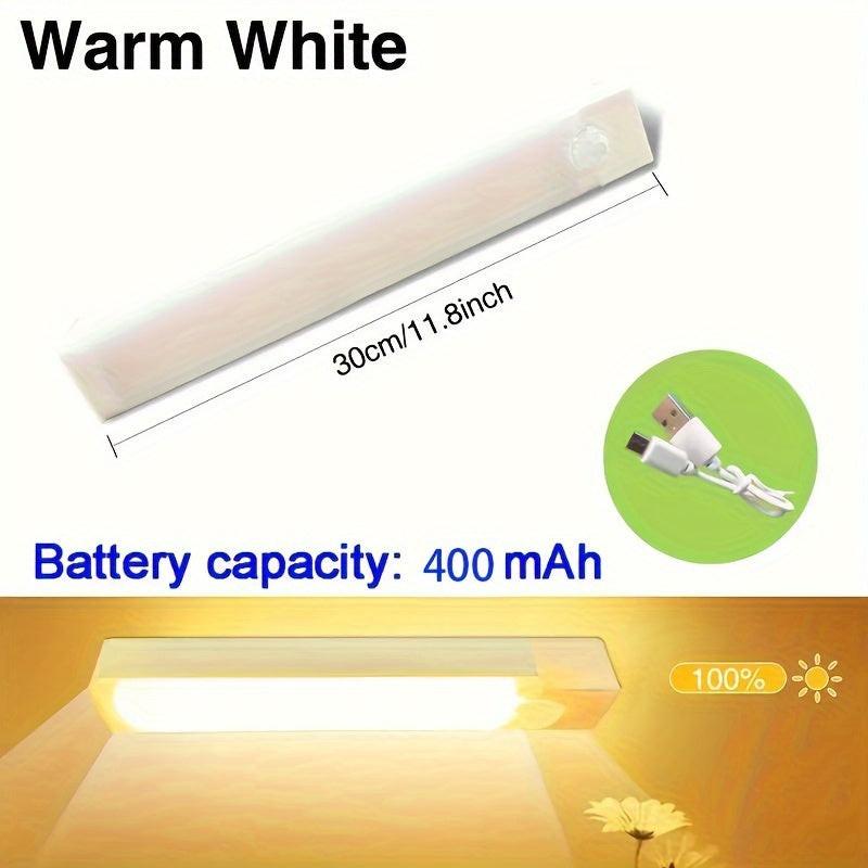 [Motion Sensor LED Light] 1pc White & Warm White Motion Sensor LED Light - Magnetic USB Rechargeable, 3.94"-19.69" Range, Battery/USB Powered, No Drill Required for RV, Kitchen, Wardrobe, Bedroom, Under Cabinet & Night Light - Buy online at  Vibe In Cart.