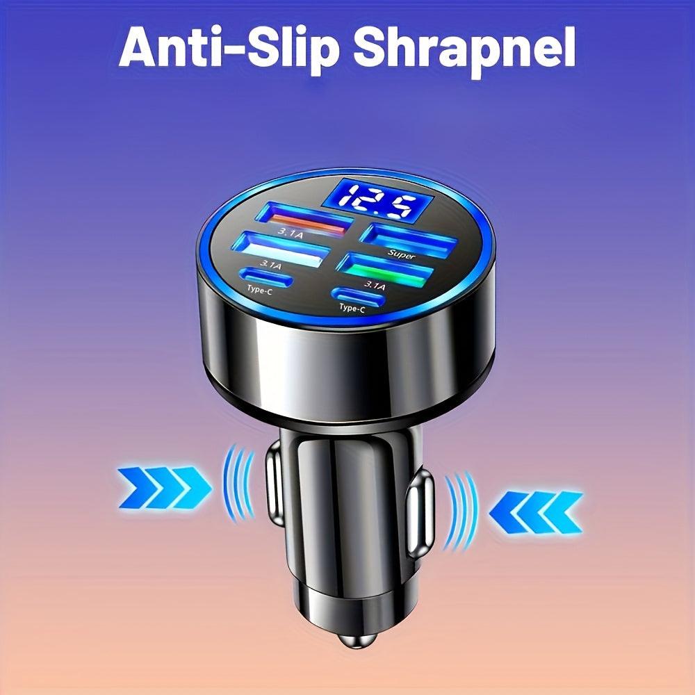 New Multi-Port Fast Charging Car Charger, Auto Charger, Quick Charge, 2PD with 4 USB Ports, Digital Display, Car Fast Charger, 6-in-1 Phone Charger Head, Car Phone Adapter Auto Accessory - Buy online at  Vibe In Cart.