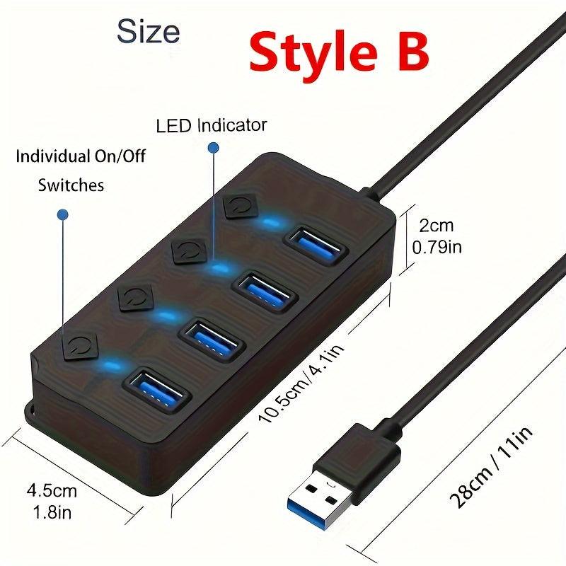 [Usb Adapter Hub] 1pc 7 Ports/ 4 Ports LED USB Adapter Hub Power On/ Off Switch For PC Laptop Computer - Buy online at  Vibe In Cart.