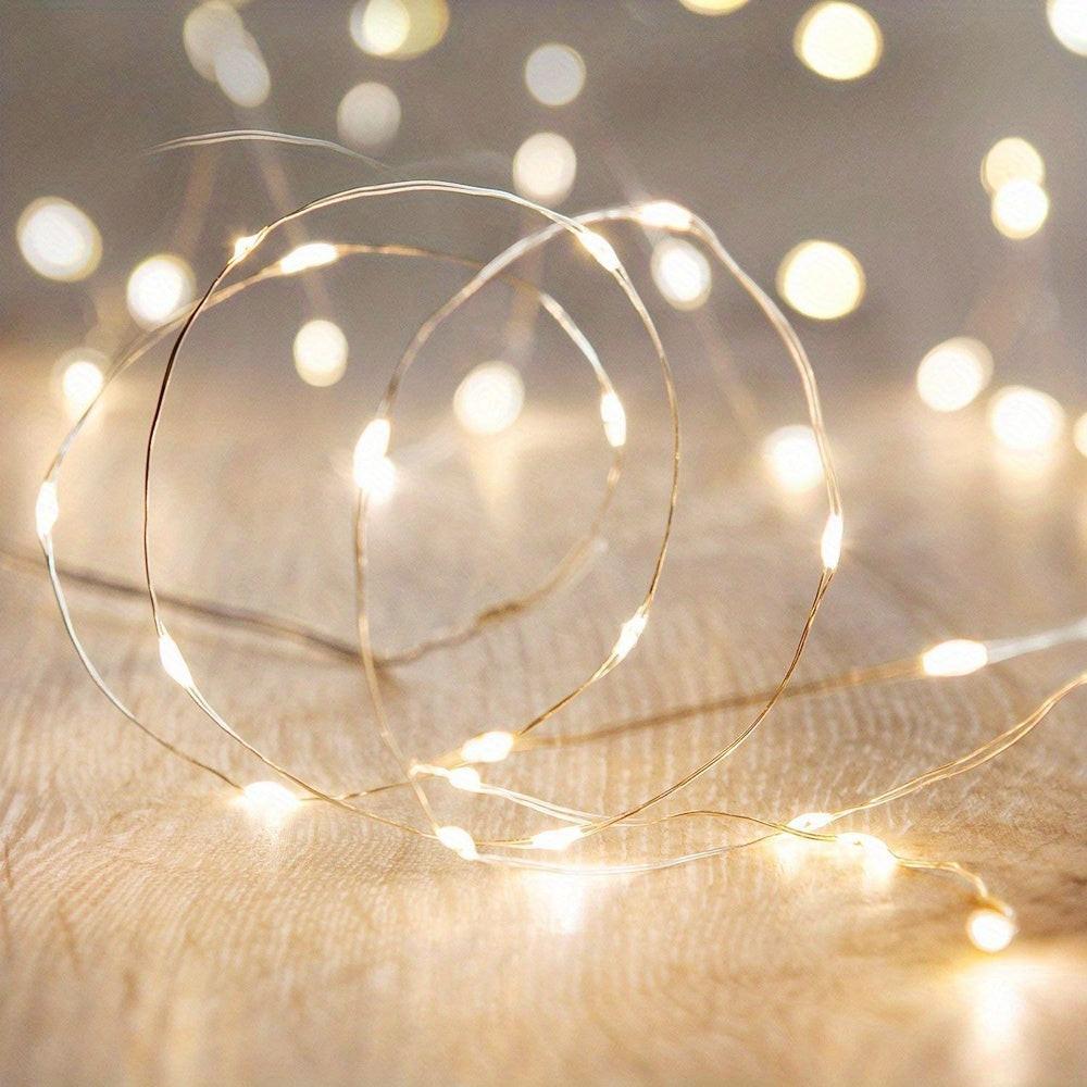 [USB Fairy String Lights] 1pc 20/50/100 LED USB Fairy Lights | Copper Wire String Lights, Warm White Multicolor White | Home, Bedroom, Wedding, Christmas, Holiday, Halloween Decorations - Buy online at  Vibe In Cart.