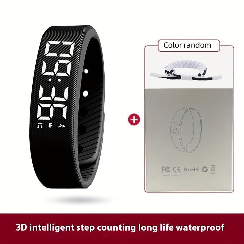 Unisex Digital Watch With Alarm, Pedometer, Timer, Luminous In White