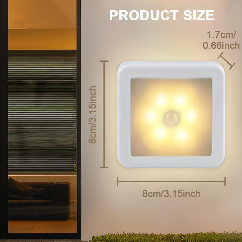 Smart Motion Sensor 6-LED Floor/Ceiling/Wall Light - Wireless, Auto On/Off, Energy Saving, Plug and Play Installation, Modern Square Design for Hallway, Stairs, Living Room, Bedroom (Batteries Not Included) - Ideal for Home, - Buy online at  Vibe In Cart.