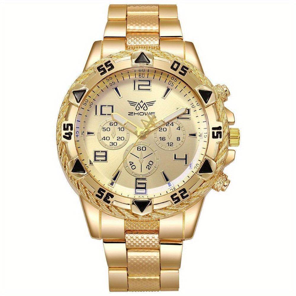 Men'S Luxury Sport Watch with Chronograph, Golden-Plated Case & Bracelet - Automatic Mechanical Movement, Bold Dial, Date Display - for Business, Gym, Everyday - No Battery Needed - Ideal Gift for Him, Gym Timepiece, Sophisti - Buy online at  Vibe In Cart.