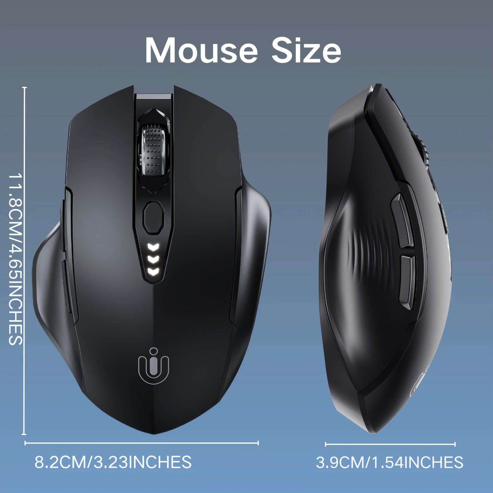 [UINEER Wireless Mouse] UINEER Rechargeable Tri-Mode Wireless Mouse | Ergonomic Design, 6 Buttons, Visible Battery Level, BT 4.0, 5.0 & USB | Office & Learning Mouse - Buy online at  Vibe In Cart.