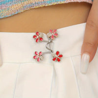 A Pair of Women'S White Floral Metal Fashion Decorative Waist Buttons, Adjustable And Removable, Perfect for Summer to Prevent Wardrobe Malfunctions, Suitable for Casual Wear And Gift Giving. - Buy online at  Vibe In Cart.